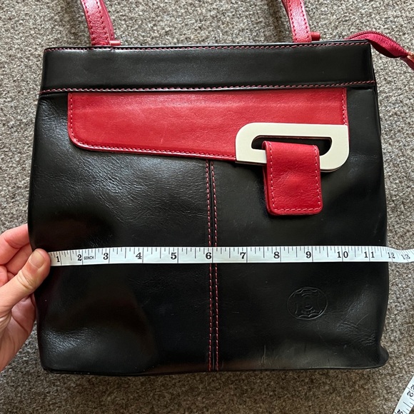VTG 90s Y2K Leather Shoulder Bag Transformable to a Backpack Black & Red Retro - Picture 14 of 16